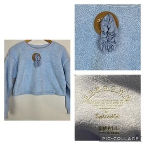 NWT Sundown by Splendid Crop Sherpa Sweater Blue Small Junior